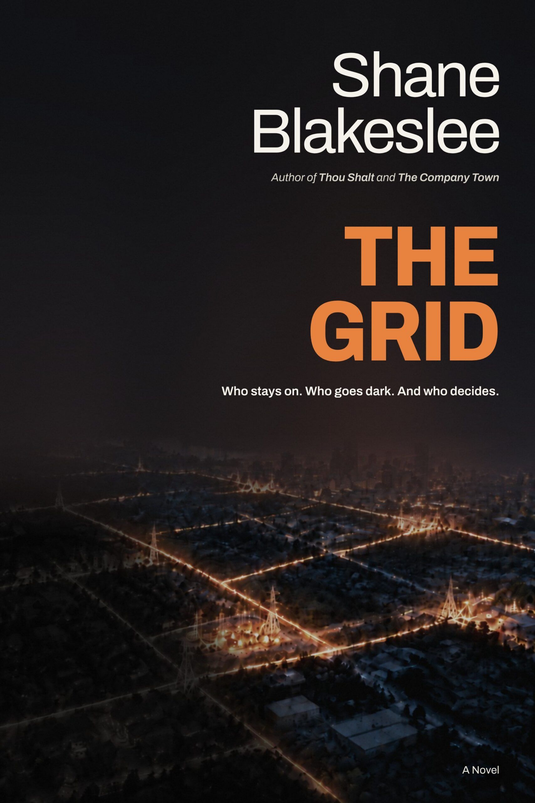 The Grid by Shane Blakeslee book cover featuring a nighttime city power grid