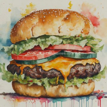 Watercolor Hamburger