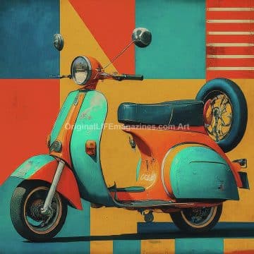 Vespa Scooter Orange Teal