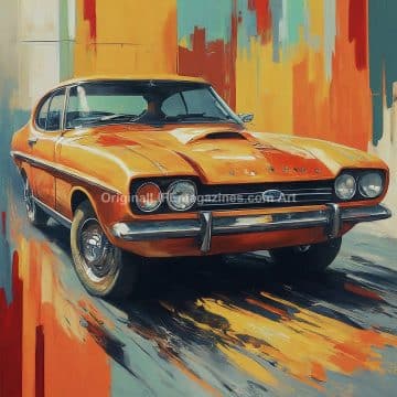 Capri Car Orange Watercolor
