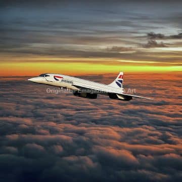 Concorde Airplane AM Clouds