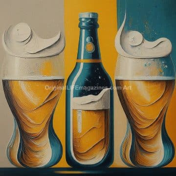 Beer Bottles + Two Glasses