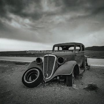 Vintage Car Storm Clouds