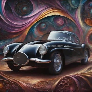 Vintage Sports Car Black Waves