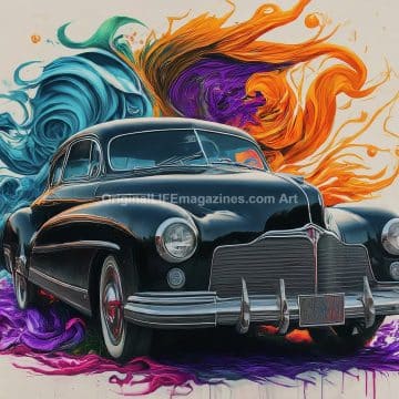 Vintage Sedan Car Black Waves