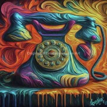 Vintage Dial Phone Melting Multicolor