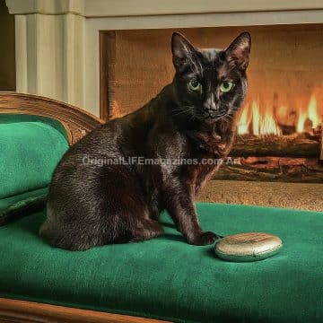 Black Cat on Green Velvet Divan 2