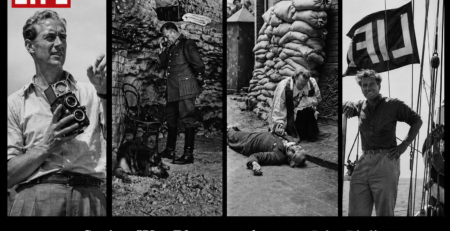 John Phillips LIFE magazine war photographer banner featuring WWII and historic conflict photography